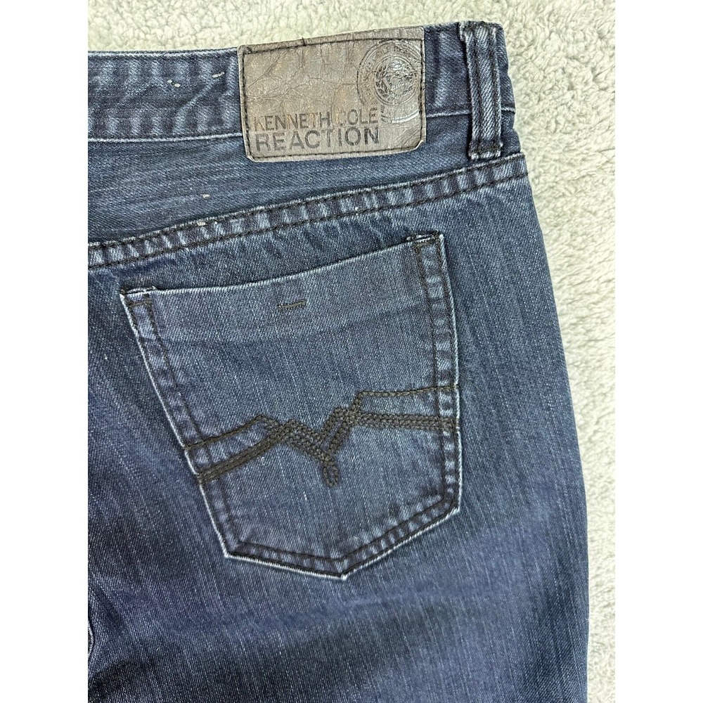 Kenneth Cole Reaction Jeans Men's 34 x 30 Straight Fit Dark Wash Blue Denim